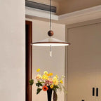 Traditional Japanese Iron Aluminum Conical LED Pendant Light For Living Room