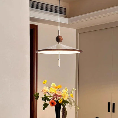 Traditional Japanese Iron Aluminum Conical LED Pendant Light For Living Room