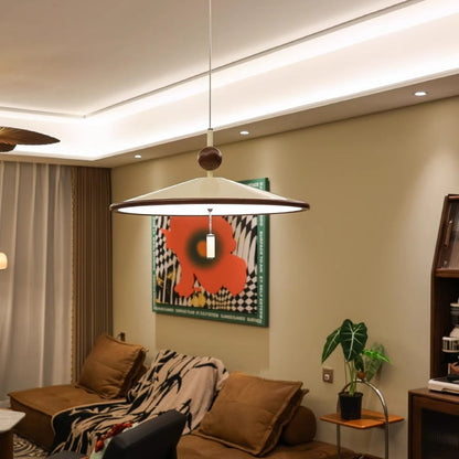Traditional Japanese Iron Aluminum Conical LED Pendant Light For Living Room