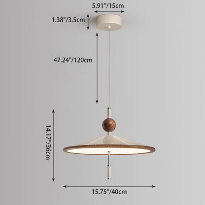 Traditional Japanese Iron Aluminum Conical LED Pendant Light For Living Room