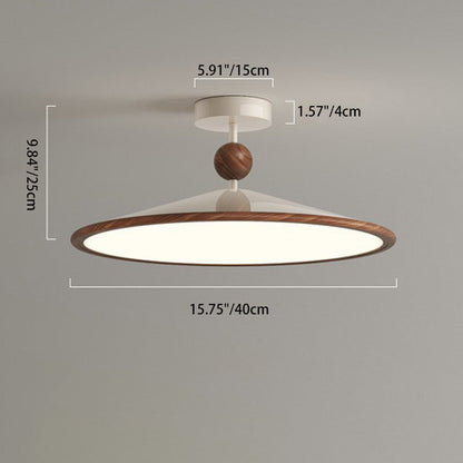 Traditional Japanese Iron Aluminum Conical LED Semi-Flush Mount Ceiling Light For Living Room