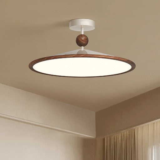 Traditional Japanese Iron Aluminum Conical LED Semi-Flush Mount Ceiling Light For Living Room