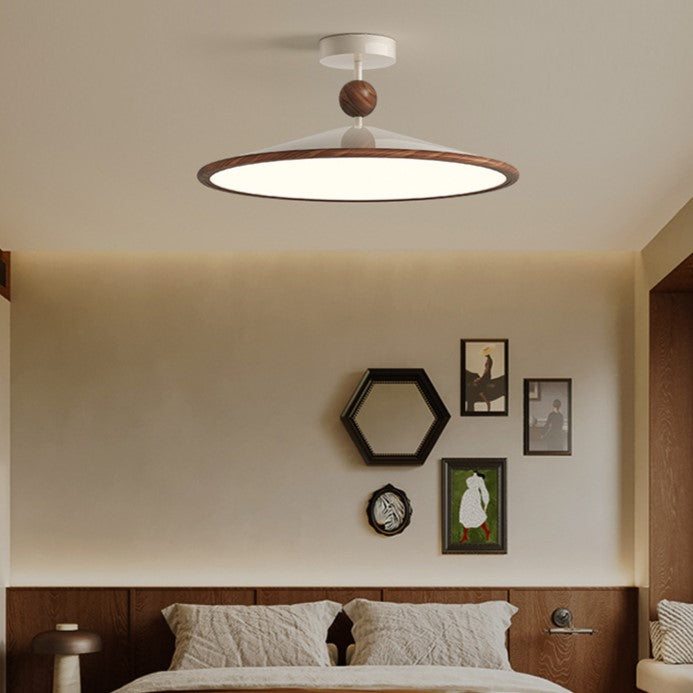 Traditional Japanese Iron Aluminum Conical LED Semi-Flush Mount Ceiling Light For Living Room