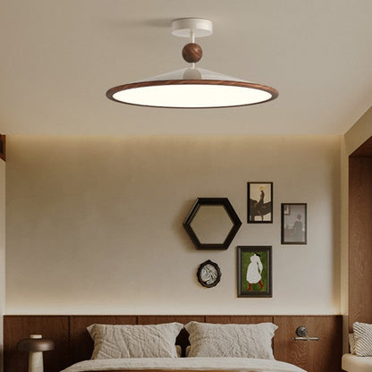 Traditional Japanese Iron Aluminum Conical LED Semi-Flush Mount Ceiling Light For Living Room