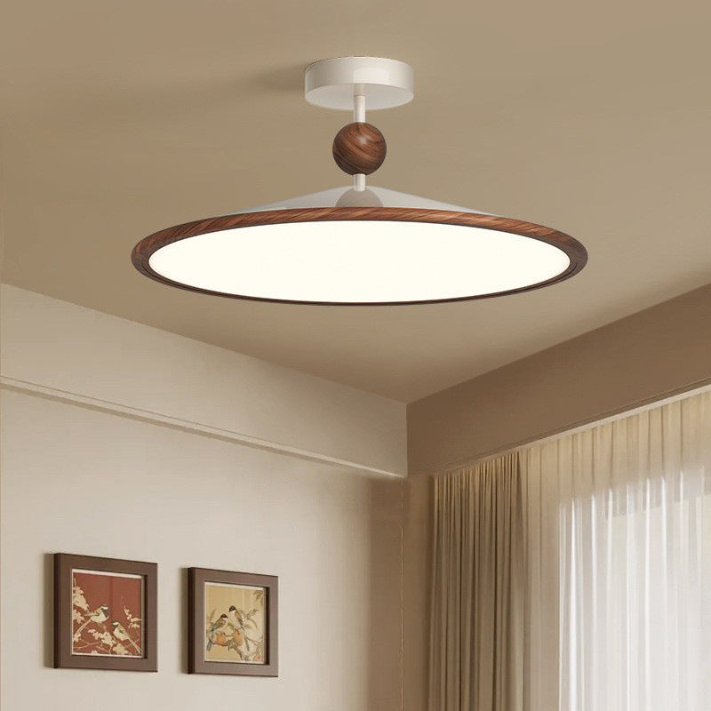 Traditional Japanese Iron Aluminum Conical LED Semi-Flush Mount Ceiling Light For Living Room