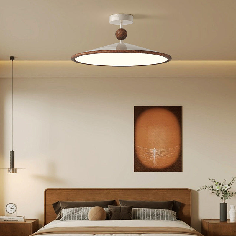 Traditional Japanese Iron Aluminum Conical LED Semi-Flush Mount Ceiling Light For Living Room