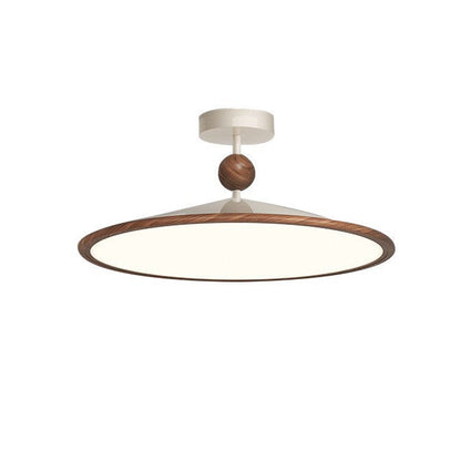 Traditional Japanese Iron Aluminum Conical LED Semi-Flush Mount Ceiling Light For Living Room