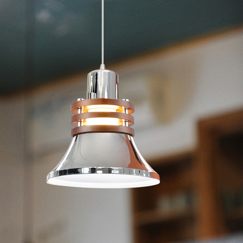 Contemporary Retro Trumpet Iron Shade 1-Light Pendant Light For Living Room