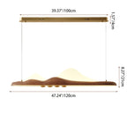 Traditional Chinese Long Strip Wood Grain Acrylic Peak LED Island Light Pendant Light For Living Room