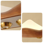Traditional Chinese Long Strip Wood Grain Acrylic Peak LED Island Light Pendant Light For Living Room