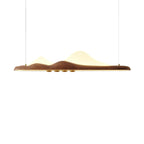 Traditional Chinese Long Strip Wood Grain Acrylic Peak LED Island Light Pendant Light For Living Room