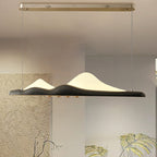 Traditional Chinese Long Strip Wood Grain Acrylic Peak LED Island Light Pendant Light For Living Room