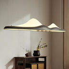 Traditional Chinese Long Strip Wood Grain Acrylic Peak LED Island Light Pendant Light For Living Room
