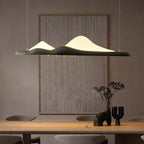 Traditional Chinese Long Strip Wood Grain Acrylic Peak LED Island Light Pendant Light For Living Room