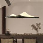 Traditional Chinese Long Strip Wood Grain Acrylic Peak LED Island Light Pendant Light For Living Room