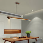 Traditional Chinese Straight Line Acrylic Wood Grain LED Island Light Pendant Light For Living Room