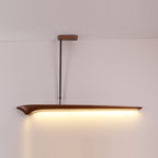 Traditional Chinese Straight Line Acrylic Wood Grain LED Island Light Pendant Light For Living Room