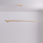 Traditional Chinese Straight Line Acrylic Wood Grain LED Island Light Pendant Light For Living Room