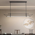 Traditional Chinese Hardware Acrylic Long Strip LED Island Light Pendant Light For Living Room