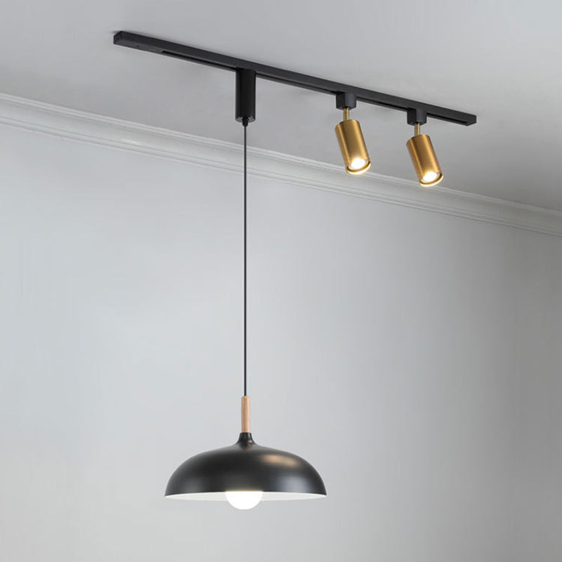 Contemporary Nordic Aluminum Iron Rattan Round Shade 3-Light Spotlight Pendant Light Track Light For Living Room