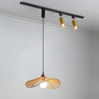 Contemporary Nordic Aluminum Iron Rattan Round Shade 3-Light Spotlight Pendant Light Track Light For Living Room