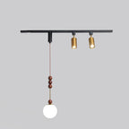 Contemporary Nordic Aluminum Iron Rattan Round Shade 3-Light Spotlight Pendant Light Track Light For Living Room