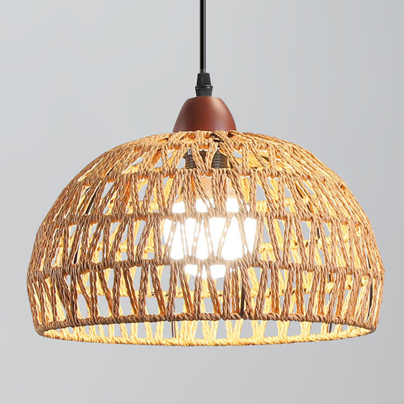 Contemporary Nordic Aluminum Iron Rattan Round Shade 3-Light Spotlight Pendant Light Track Light For Living Room