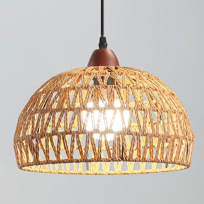 Contemporary Nordic Aluminum Iron Rattan Round Shade 3-Light Spotlight Pendant Light Track Light For Living Room