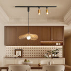 Contemporary Nordic Aluminum Iron Rattan Round Shade 3-Light Spotlight Pendant Light Track Light For Living Room