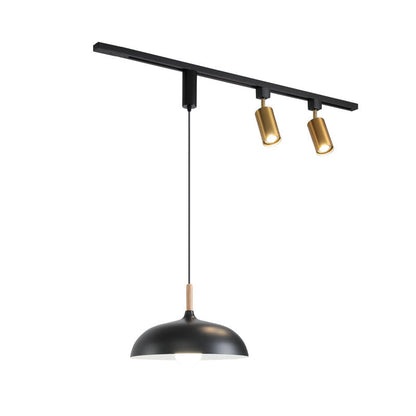 Contemporary Nordic Aluminum Iron Rattan Round Shade 3-Light Spotlight Pendant Light Track Light For Living Room