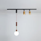 Contemporary Nordic Aluminum Iron Rattan Round Shade 3-Light Spotlight Pendant Light Track Light For Living Room