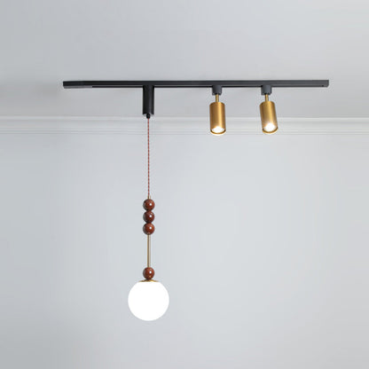 Contemporary Nordic Aluminum Iron Rattan Round Shade 3-Light Spotlight Pendant Light Track Light For Living Room