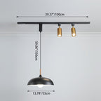 Contemporary Nordic Aluminum Iron Rattan Round Shade 3-Light Spotlight Pendant Light Track Light For Living Room