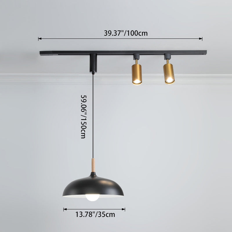 Contemporary Nordic Aluminum Iron Rattan Round Shade 3-Light Spotlight Pendant Light Track Light For Living Room
