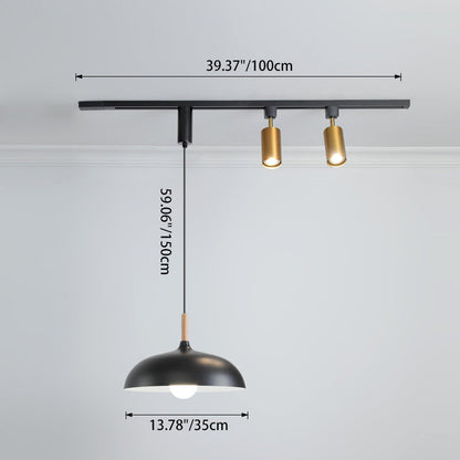 Contemporary Nordic Aluminum Iron Rattan Round Shade 3-Light Spotlight Pendant Light Track Light For Living Room