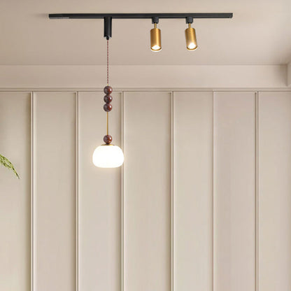 Contemporary Nordic Aluminum Iron Rattan Round Shade 3-Light Spotlight Pendant Light Track Light For Living Room