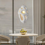 Traditional Japanese Polystyrene Irregular Ellipse Porous Design 1-Light Pendant Light For Living Room