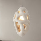 Traditional Japanese Polystyrene Irregular Ellipse Porous Design 1-Light Pendant Light For Living Room