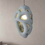 Traditional Japanese Polystyrene Irregular Ellipse Porous Design 1-Light Pendant Light For Living Room