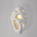 Traditional Japanese Polystyrene Irregular Ellipse Porous Design 1-Light Pendant Light For Living Room