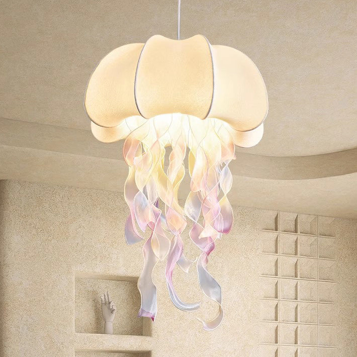 Contemporary Creative Fabric Jellyfish Flowing Ribbon 1-light Pendant Light for Living Room BulbSquare