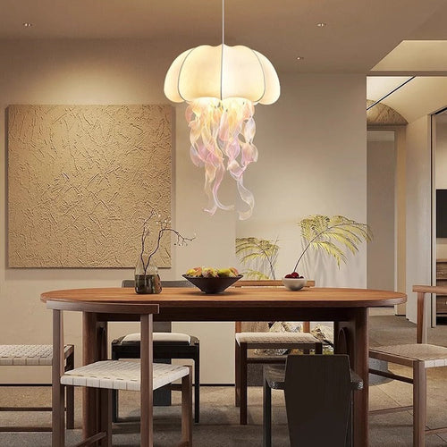 Contemporary Creative Fabric Jellyfish Flowing Ribbon 1-light Pendant Light for Living Room BulbSquare
