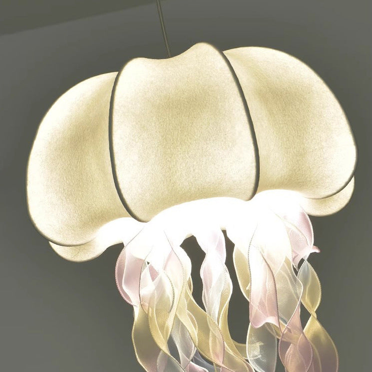 Contemporary Creative Fabric Jellyfish Flowing Ribbon 1-light Pendant Light for Living Room BulbSquare