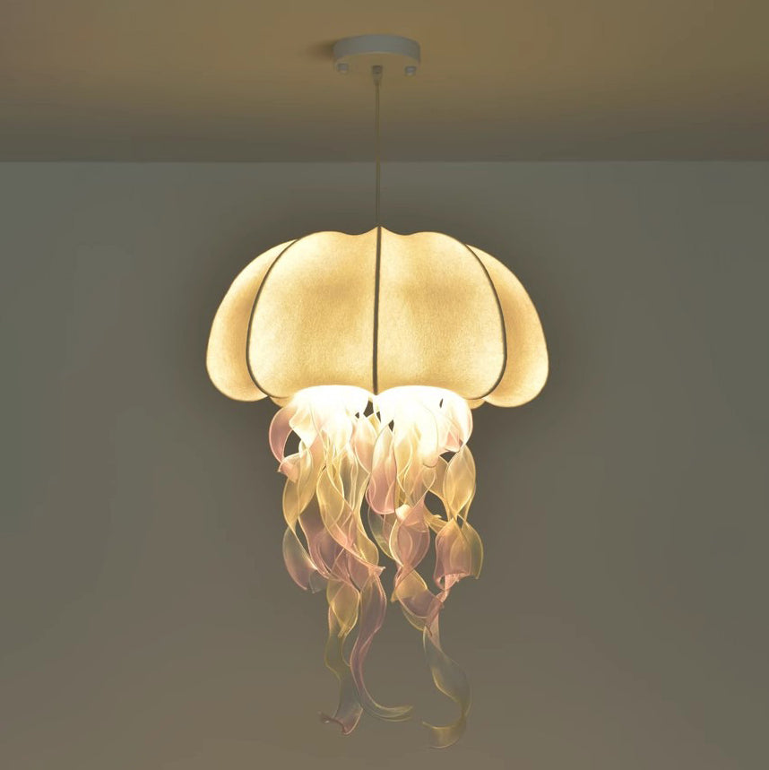 Contemporary Creative Fabric Jellyfish Flowing Ribbon 1-light Pendant Light for Living Room BulbSquare