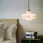 Contemporary Simplicity Patterned Glass Cylinder 1-Light Pendant Light For Living Room