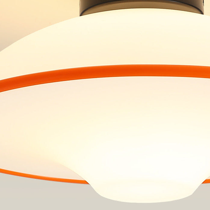 Contemporary Nordic Flying Saucer Iron Acrylic 1-light Semi-flush Mount Ceiling Light for Living Room