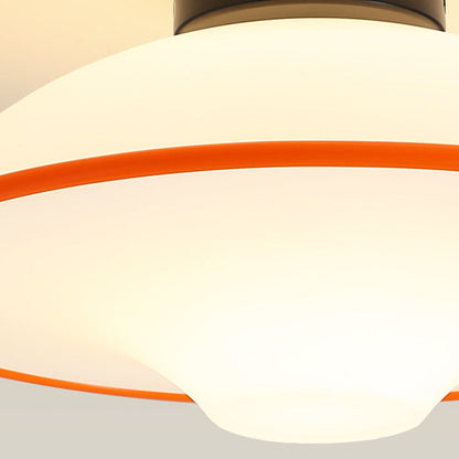 Contemporary Nordic Flying Saucer Iron Acrylic 1-light Semi-flush Mount Ceiling Light for Living Room