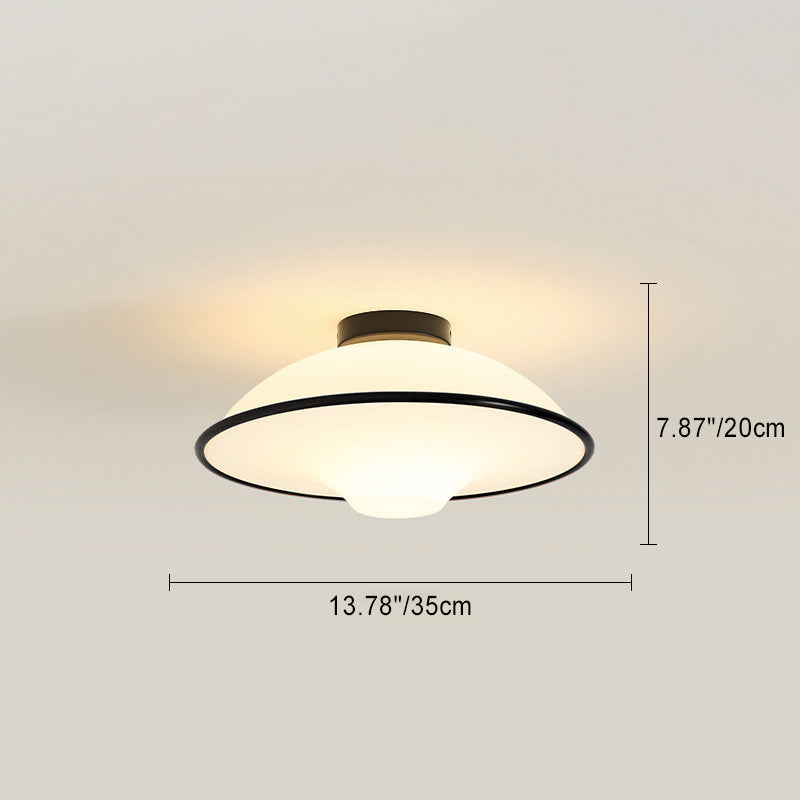 Contemporary Nordic Flying Saucer Iron Acrylic 1-light Semi-flush Mount Ceiling Light for Living Room