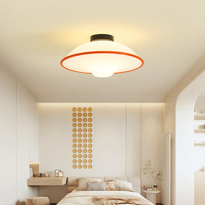 Contemporary Nordic Flying Saucer Iron Acrylic 1-light Semi-flush Mount Ceiling Light for Living Room