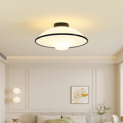 Contemporary Nordic Flying Saucer Iron Acrylic 1-light Semi-flush Mount Ceiling Light for Living Room